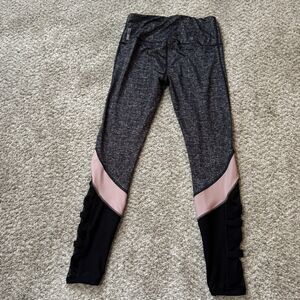 RBX Leggings Womens S Gray Black Pink Strappy Cutout High Waist Athletic